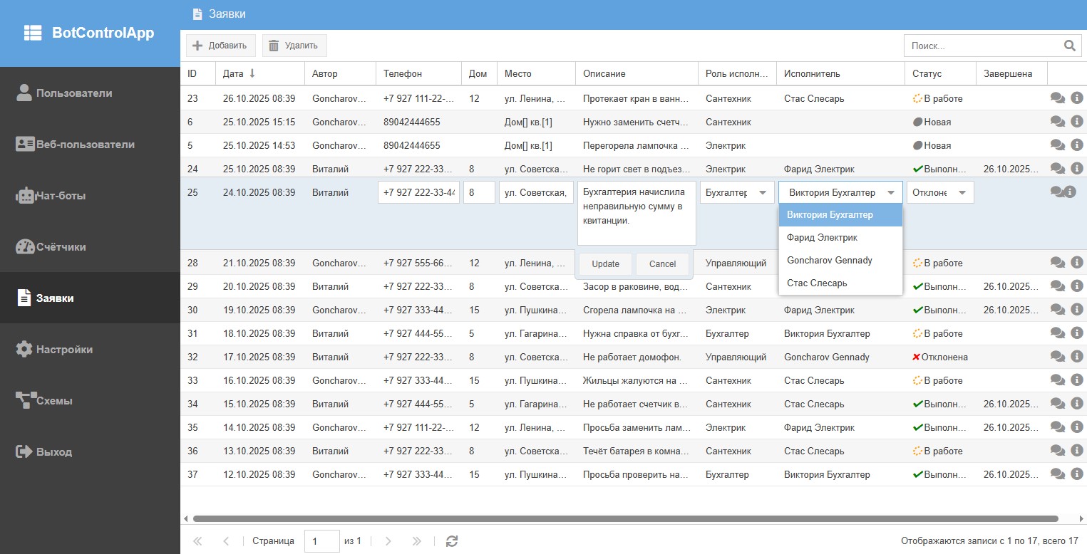CRM заявки в панели управления
